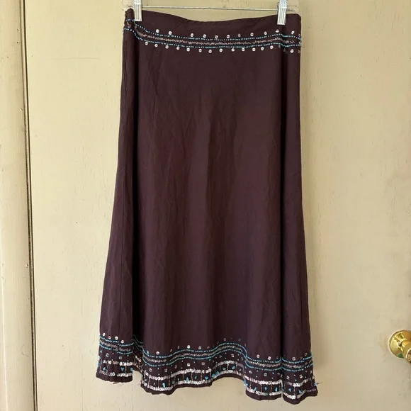 DIMRI Sequined boho gypsy skirt size medium brawn - Picture 2 of 15